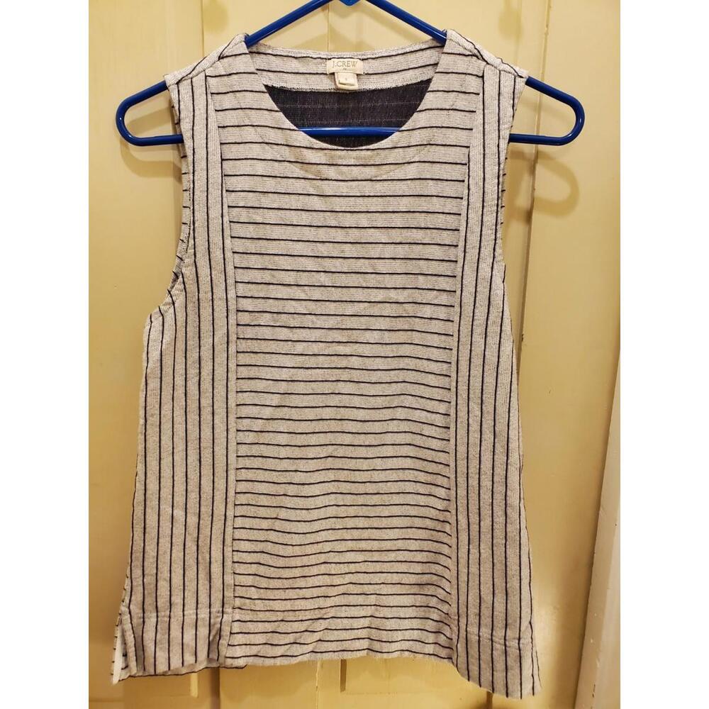 J. Crew Gray Navy Blue Striped Knit TankTop Small